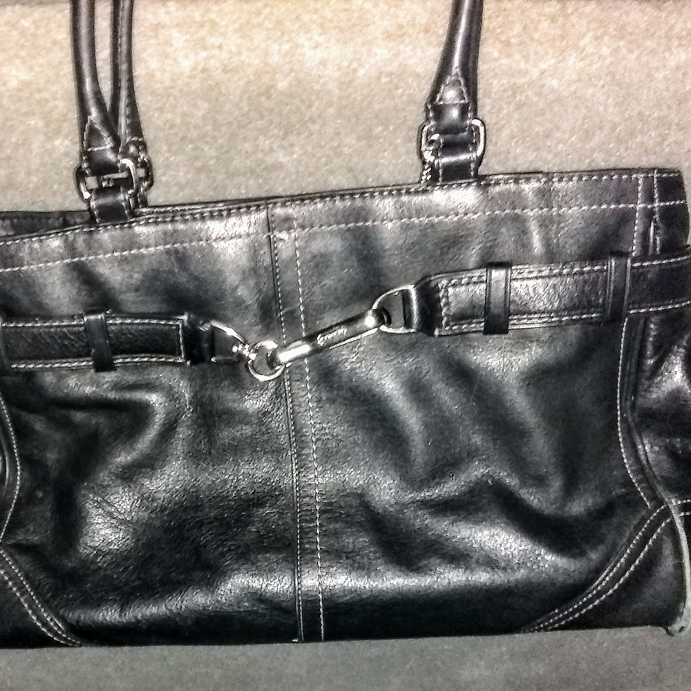 Coach Hampton Black Leather catch-all satchel